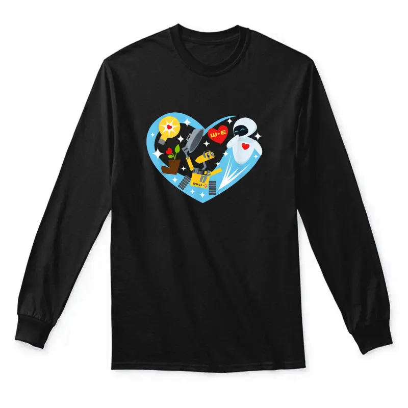 Disney And Pixar’s Wall-E And Eve Heart Valentine’s Day Unisex Long Sleeve T-Shirt