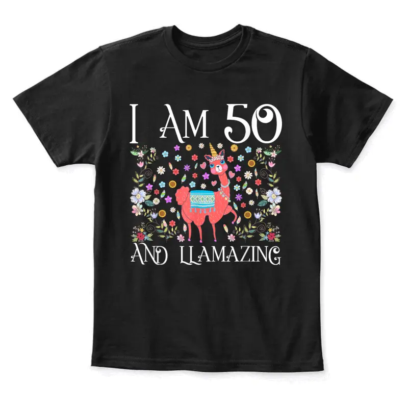 I Am 50 Years Old And Llamazing Llama Happy 50Th Birthday Youth Staple T-Shirt