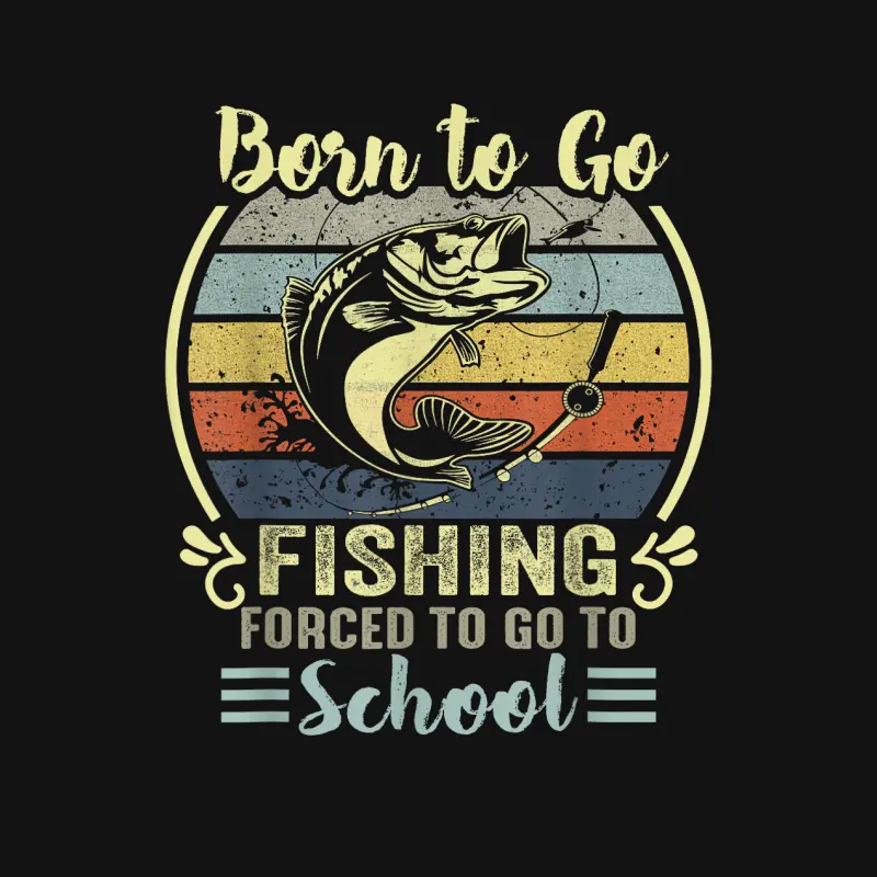 Funny Born To Go Fishing Bass Fish Fisherman Boys Kids Unisex Long Sleeve T-Shirt
