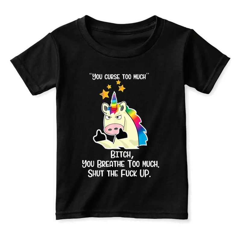 Angry Cussing Cursing Unicorn Funny Tshirt Toddler Staple T-Shirt