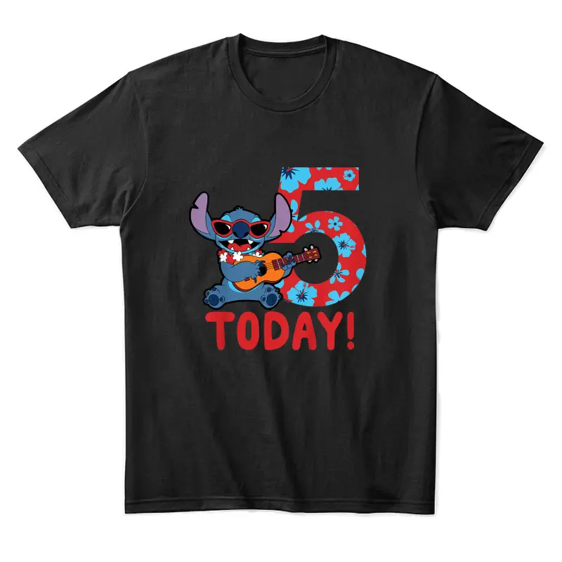 Disney Lilo & Stitch Tropical Birthday 5 Years Old Today Unisex Staple T-Shirt