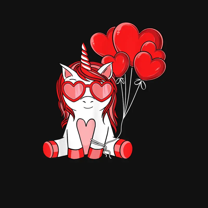 Cute Valentine's Day Unicorn Lover Heart Balloon Girls Kids Baby Onesie
