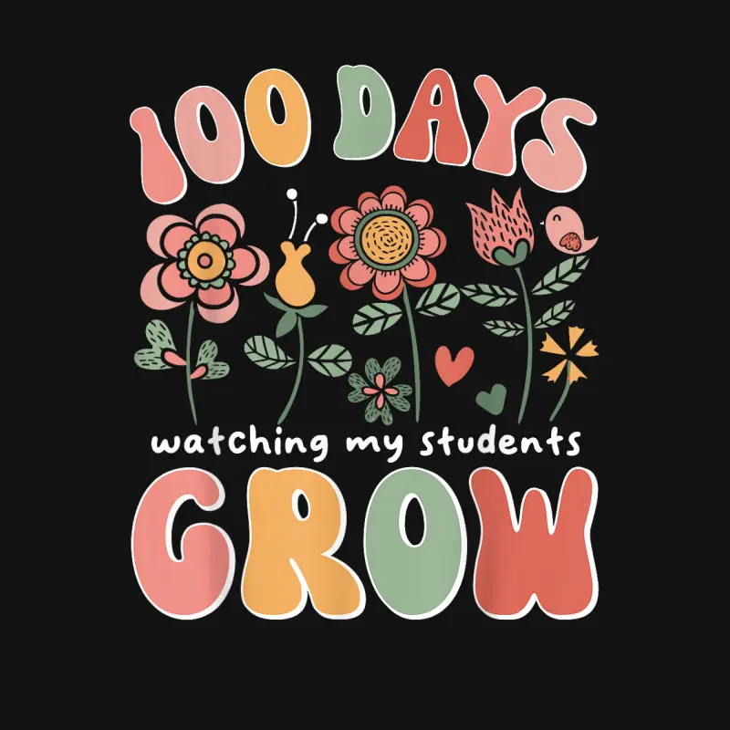 100 Days Growing Boho Flowers Teacher 100Th Day Of School Youth Staple T-Shirt