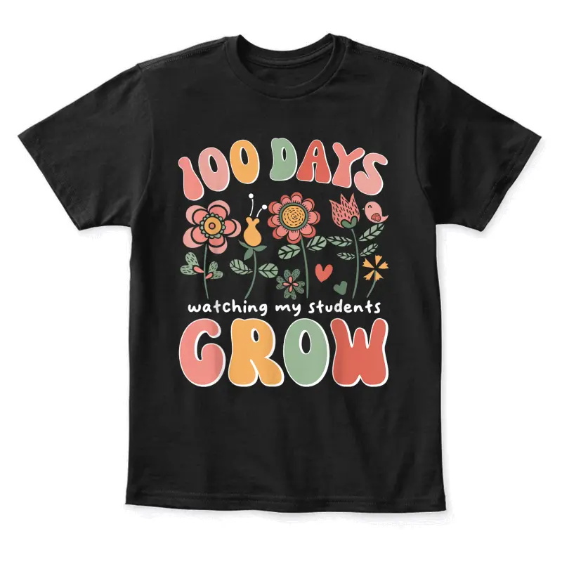 100 Days Growing Boho Flowers Teacher 100Th Day Of School Youth Staple T-Shirt