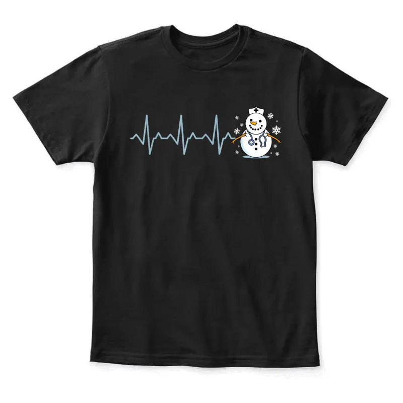 Heartbeat Nurse Snowman Nurse Christmas Youth Staple T-Shirt