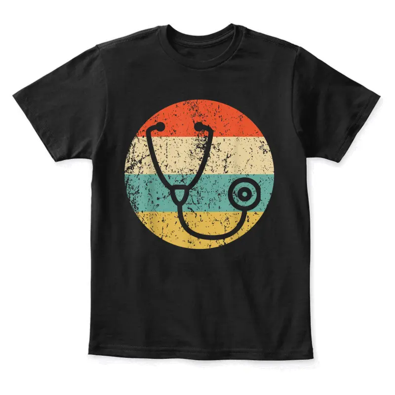 Doctor Nurse Vintage Retro Stethoscope Youth Staple T-Shirt