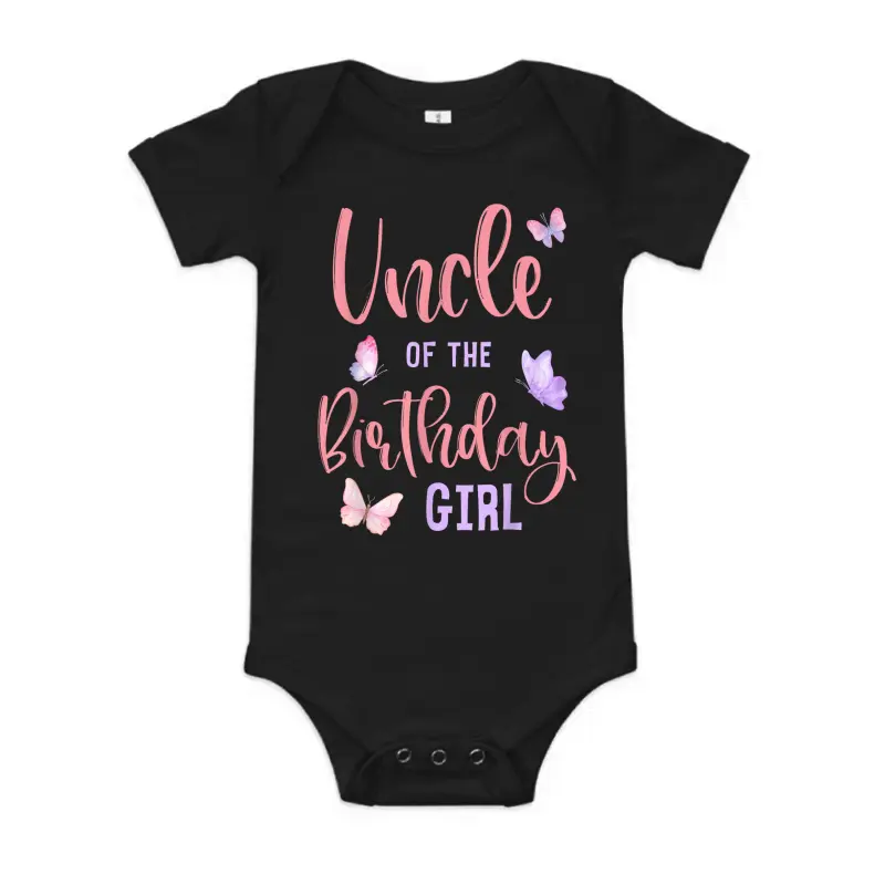 Uncle Of The Birthday Girl Butterfly Party Matching Family Baby Onesie