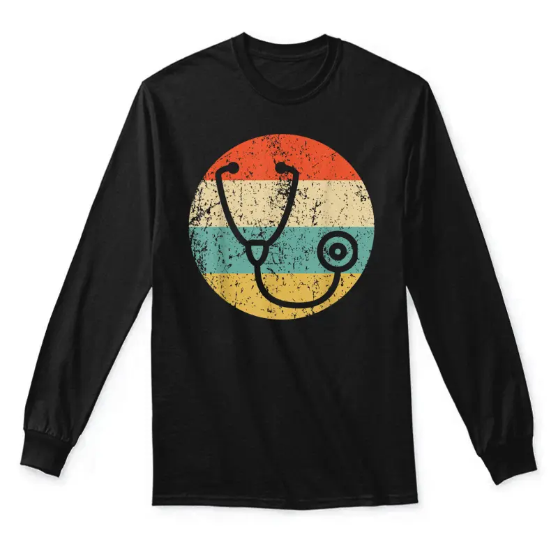 Doctor Nurse Vintage Retro Stethoscope Unisex Long Sleeve T-Shirt