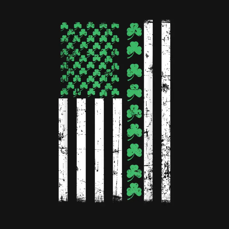 American Flag St Patricks Day  Vintage Irish Lucky Unisex Long Sleeve T-Shirt
