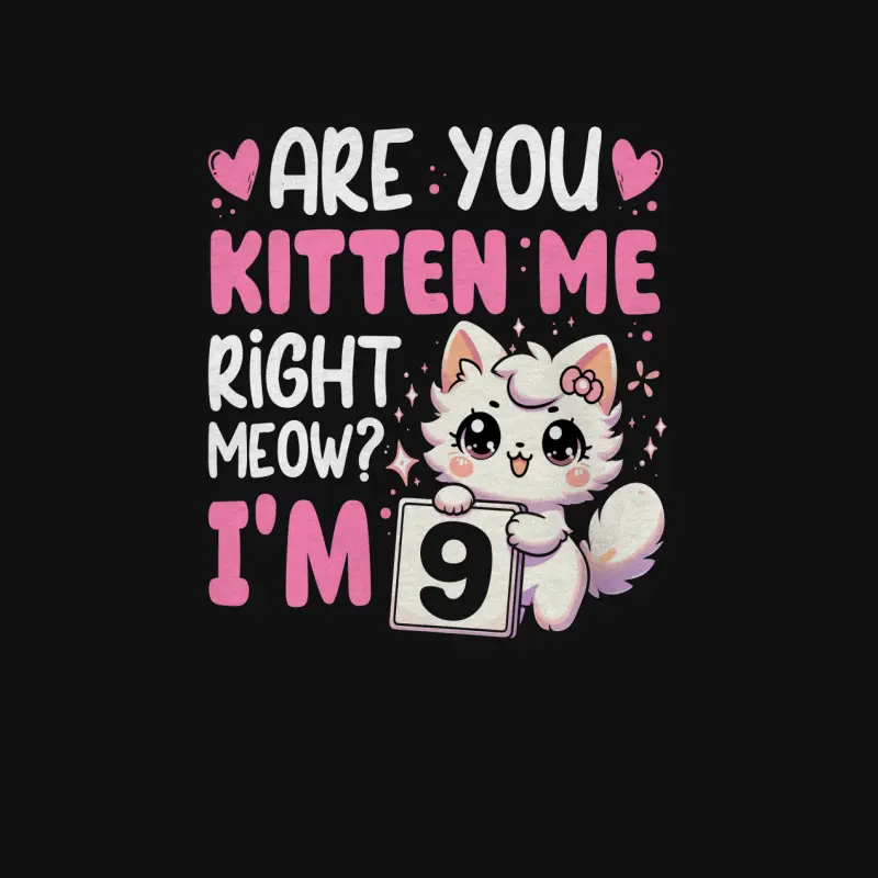 9Th Birthday Shirt Girl 9Yr Nine 9 Year Old Kitten Cat Bday Baby Onesie
