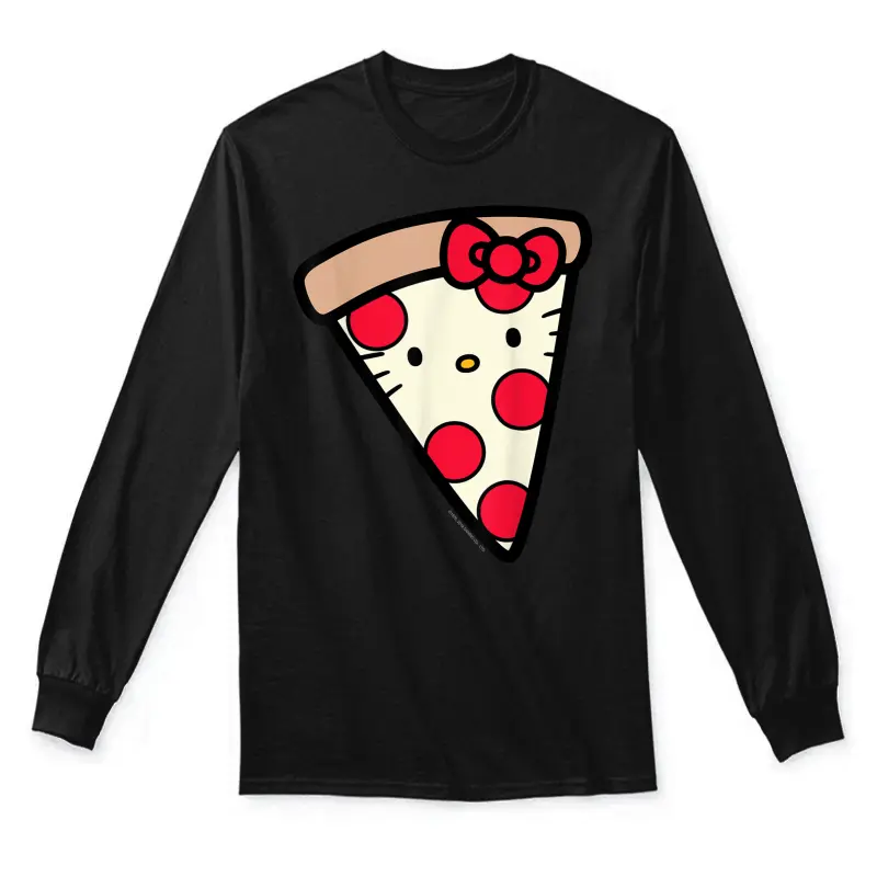 Hello Kitty Pizza Slice Tee Shirt Unisex Long Sleeve T-Shirt