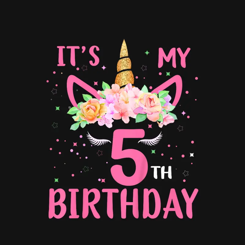 It's My 5Th Birthday Unicorn Lover Kid 5 Years Old Birthday Unisex Long Sleeve T-Shirt