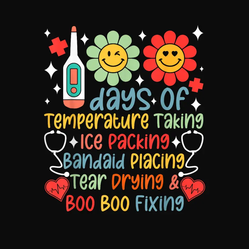 100 Days Of Temperature Taking Happy 100 Day Of School Nurse Unisex Staple T-Shirt