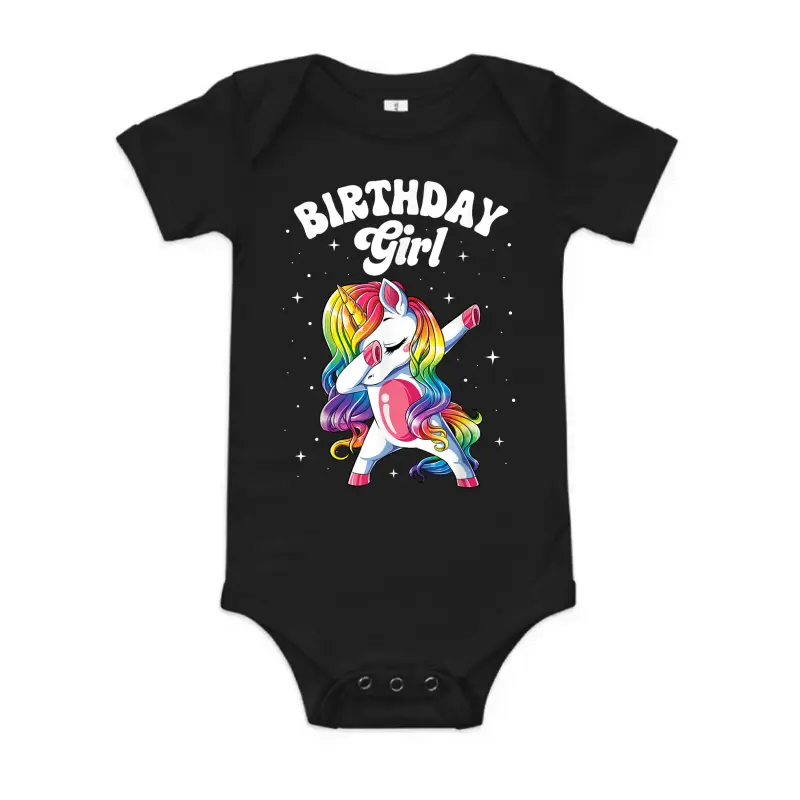 Unicorn Dabbing Birthday Girl Kids Rainbow Dab Dance Squad Baby Onesie