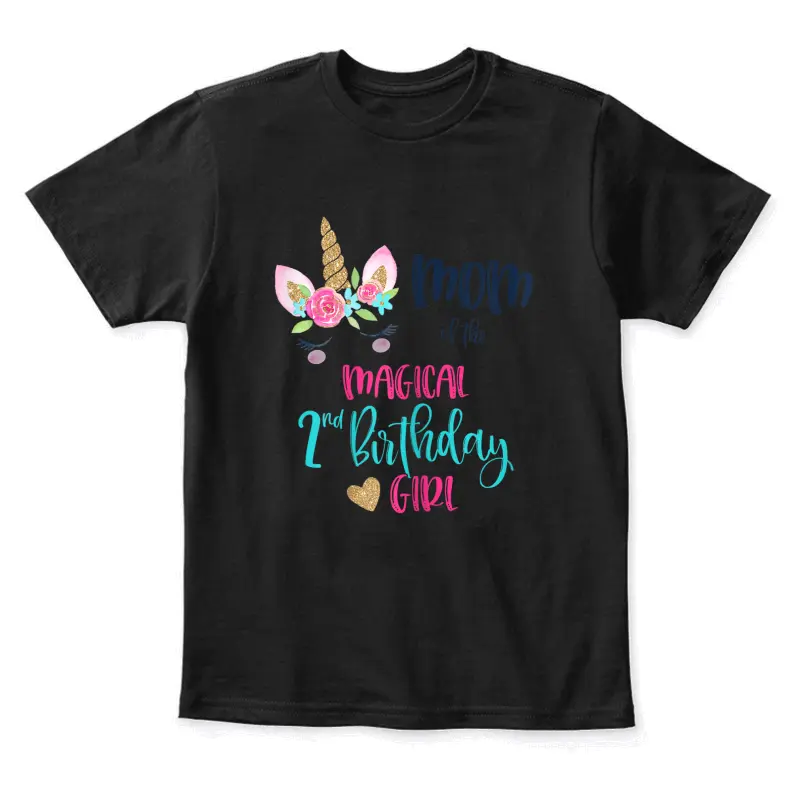 Unicorn Mom Of The 2Nd Birthday Girl Shirt Matching Mama Youth Staple T-Shirt