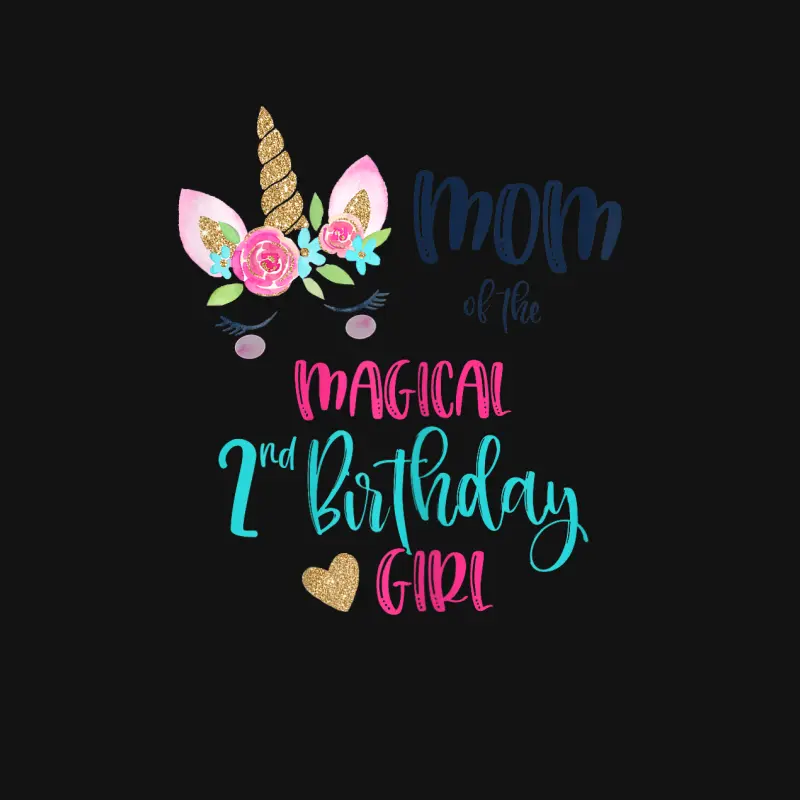 Unicorn Mom Of The 2Nd Birthday Girl Shirt Matching Mama Youth Staple T-Shirt