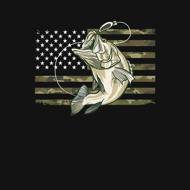 Fishing Camouflage Us American Flag Bass Fish Fisherman Camo Youth Staple T-Shirt