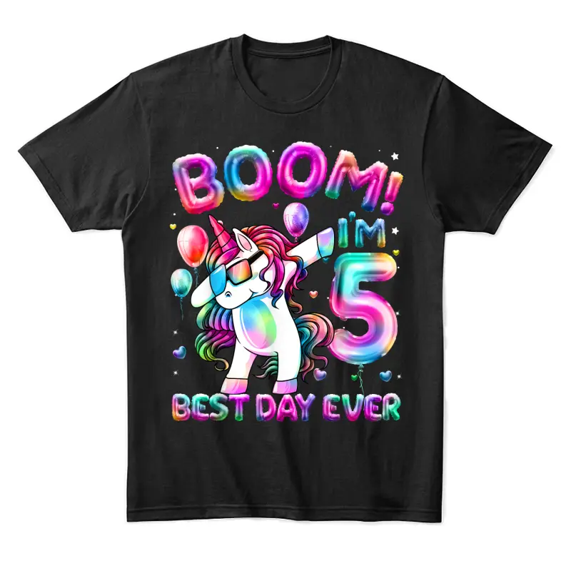 5 Years Old Dabbing Unicorn Gifts 5Th Birthday Girl Party Unisex Staple T-Shirt