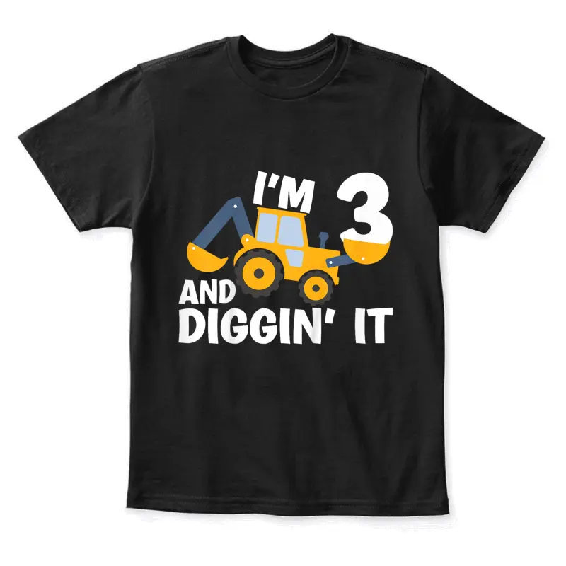 I'm 3 And Digging It Construction Excavator 3Rd Birthday Youth Staple T-Shirt