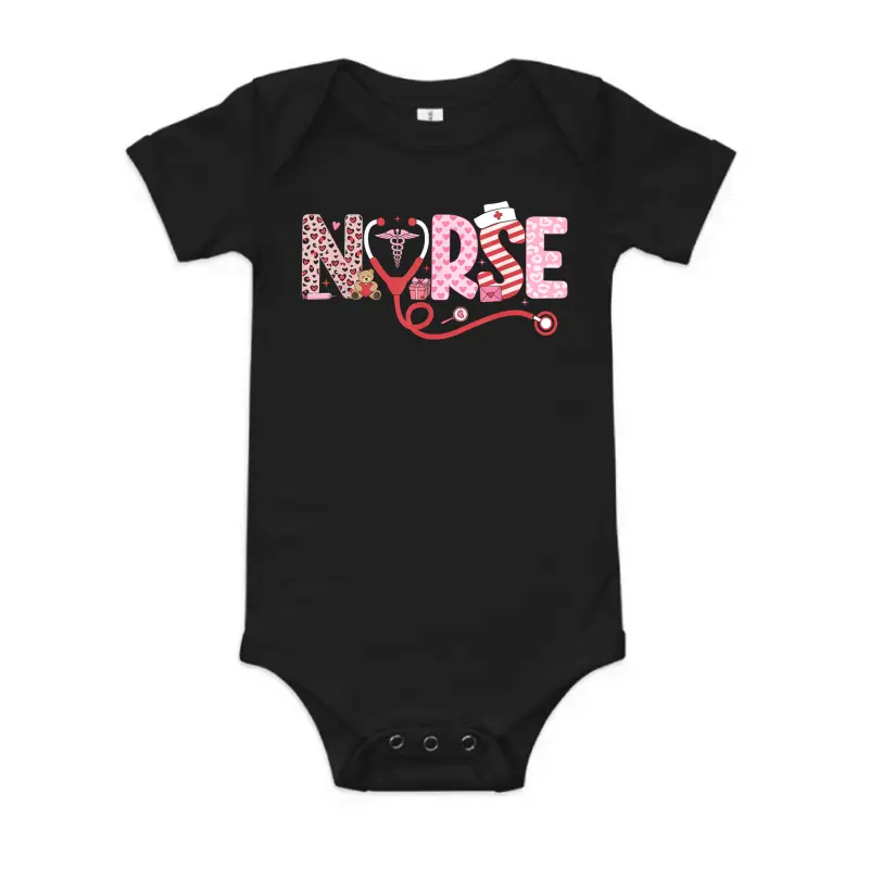 Nurse Valentine Day Shirt Nurses Stethoscope Nursing Women Baby Onesie