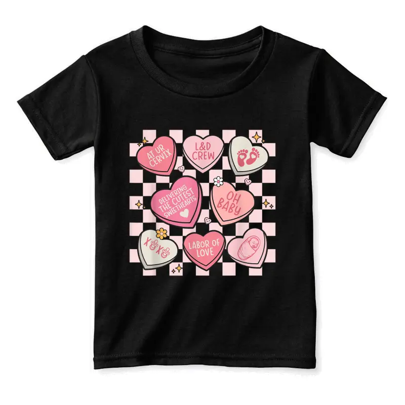 Women Labor And Delivery Nurse Hearts Candy Valentine's Day Toddler Staple T-Shirt