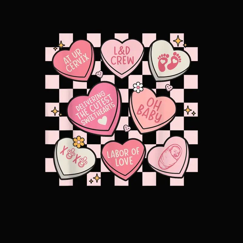 Women Labor And Delivery Nurse Hearts Candy Valentine's Day Toddler Staple T-Shirt
