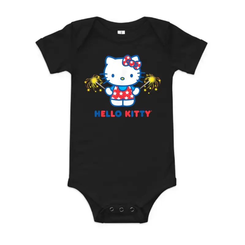 Hello Kitty Fireworks Sparklers Usa Americana Patriotic Star Baby Onesie