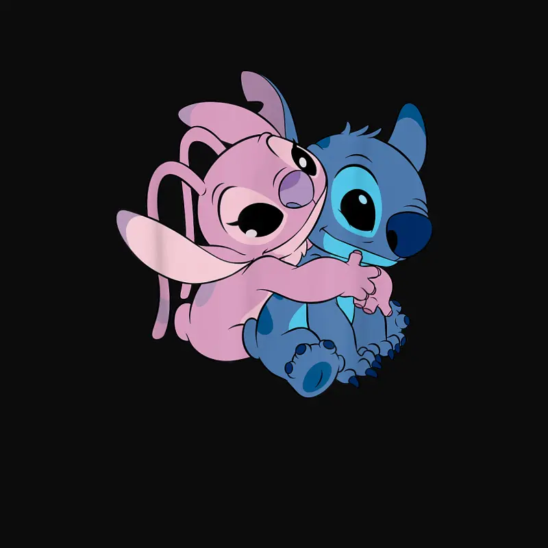 Disney Lilo & Stitch Cute Angel & Stitch Hugging Chest Logo Unisex Staple T-Shirt