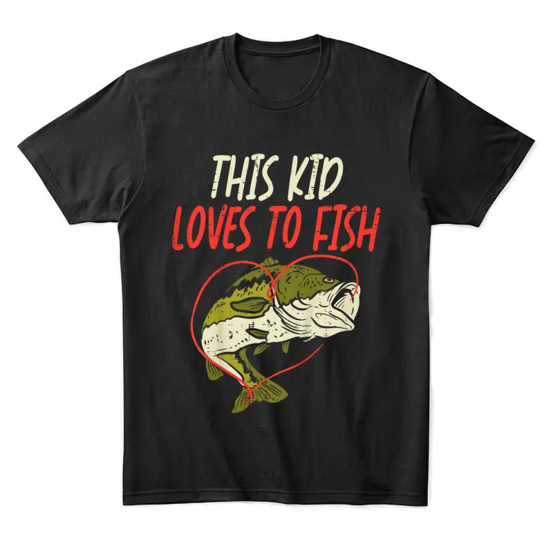 This Kid Loves To Fish Bass Fishing Family Matching Gift Unisex Staple T-Shirt
