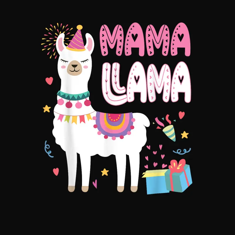 Mama Llama Mom Of The Birthday Llama Birthday Theme Unisex Staple T-Shirt