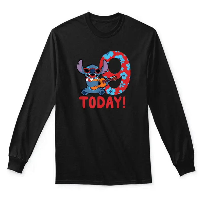 Disney Lilo & Stitch Tropical Birthday 9 Years Old Today Unisex Long Sleeve T-Shirt