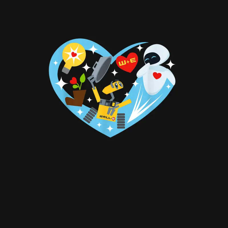 Disney And Pixar’s Wall-E And Eve Heart Valentine’s Day Youth Staple T-Shirt
