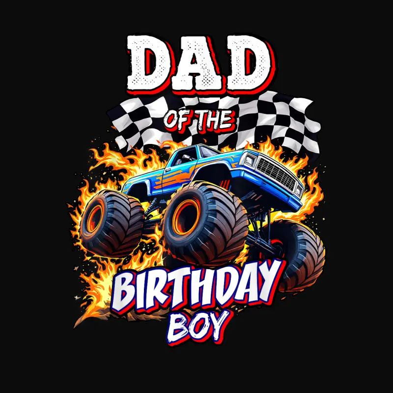 Dad Of The Birthday Boy Monster Truck Birthday Novelty Unisex Staple T-Shirt