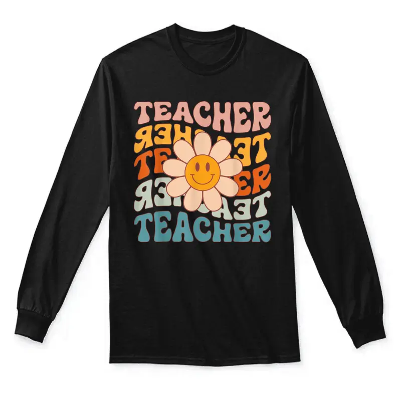 Retro Teacher Daisy Colorful - Elementary School Teacher Unisex Long Sleeve T-Shirt