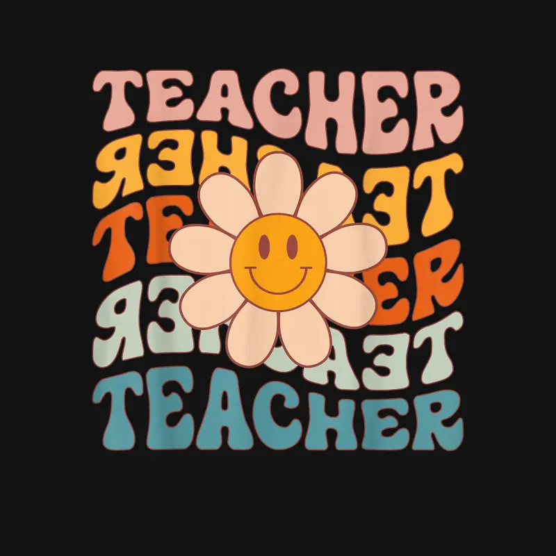 Retro Teacher Daisy Colorful - Elementary School Teacher Unisex Long Sleeve T-Shirt