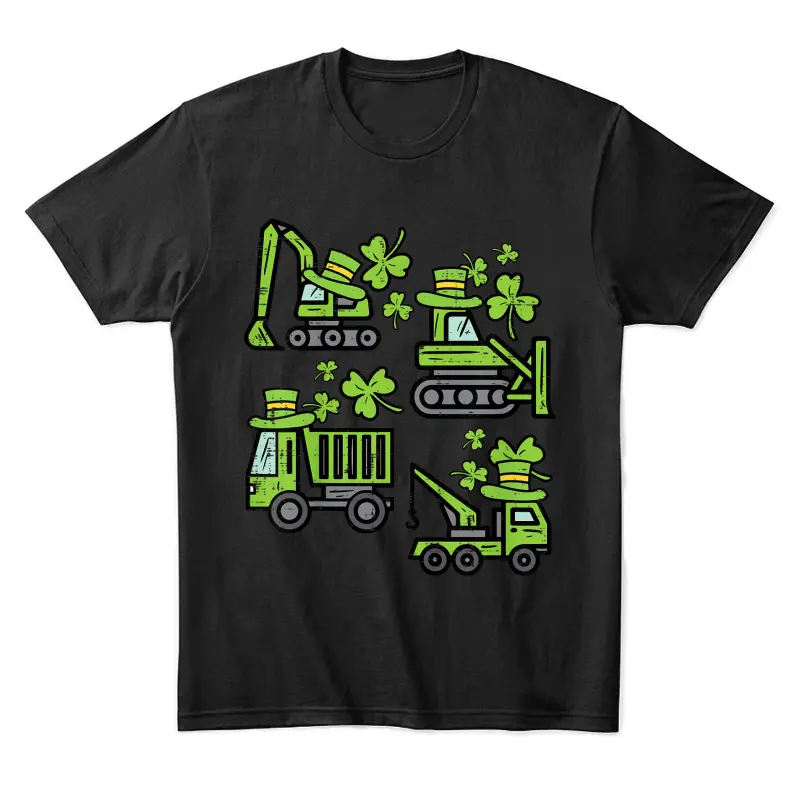 Kids Irish Construction Truck Crane Toddler Boys St Patricks Day Unisex Staple T-Shirt
