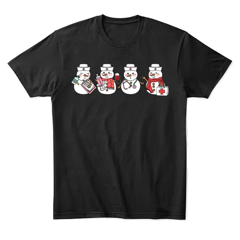 Nurse Snowman Squad Nursing Rn Registered Funny Christmas Unisex Staple T-Shirt