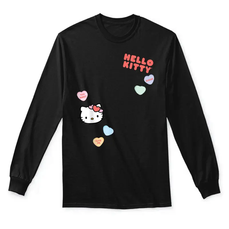 Hello Kitty Candy Hearts Valentine Tee Shirt Unisex Long Sleeve T-Shirt