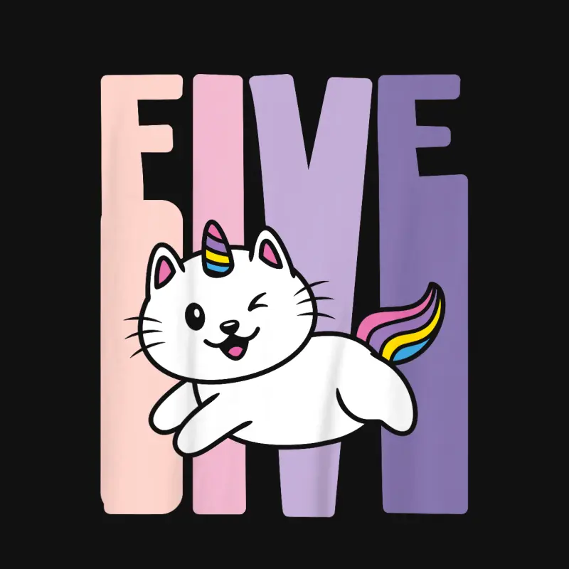 Kids 5 Year Old Cute Caticorn Cat Unicorn Birthday Girl B-Day Baby Onesie