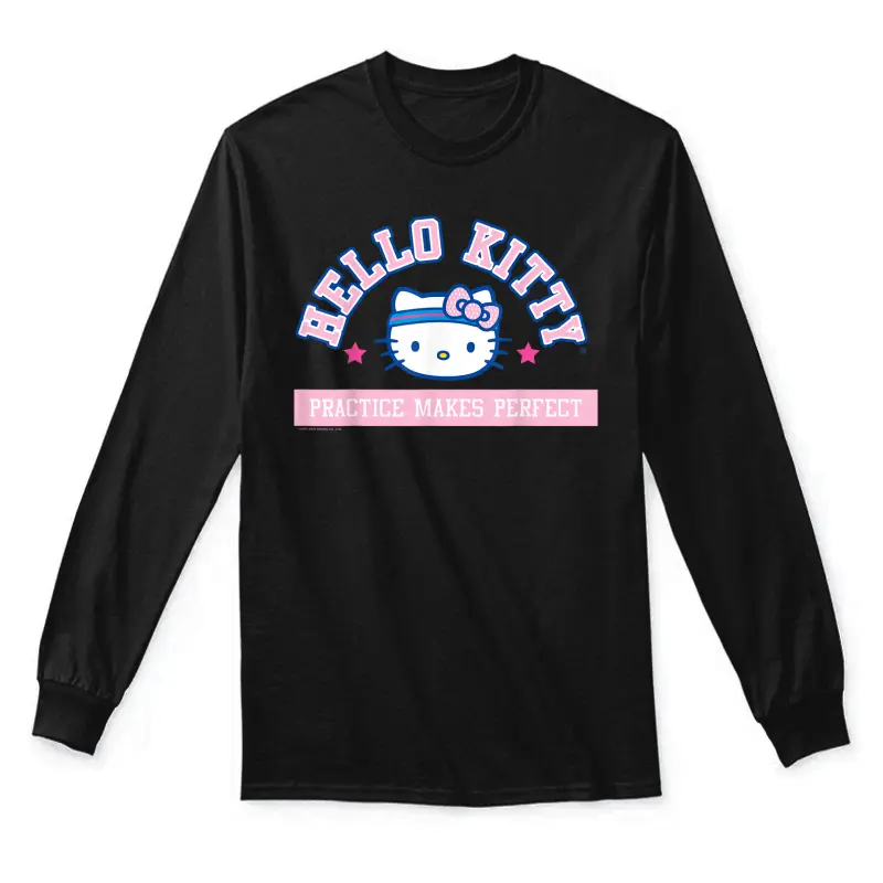 Hello Kitty Practice Makes Perfect Sports Athlete Tee Shirt Unisex Long Sleeve T-Shirt