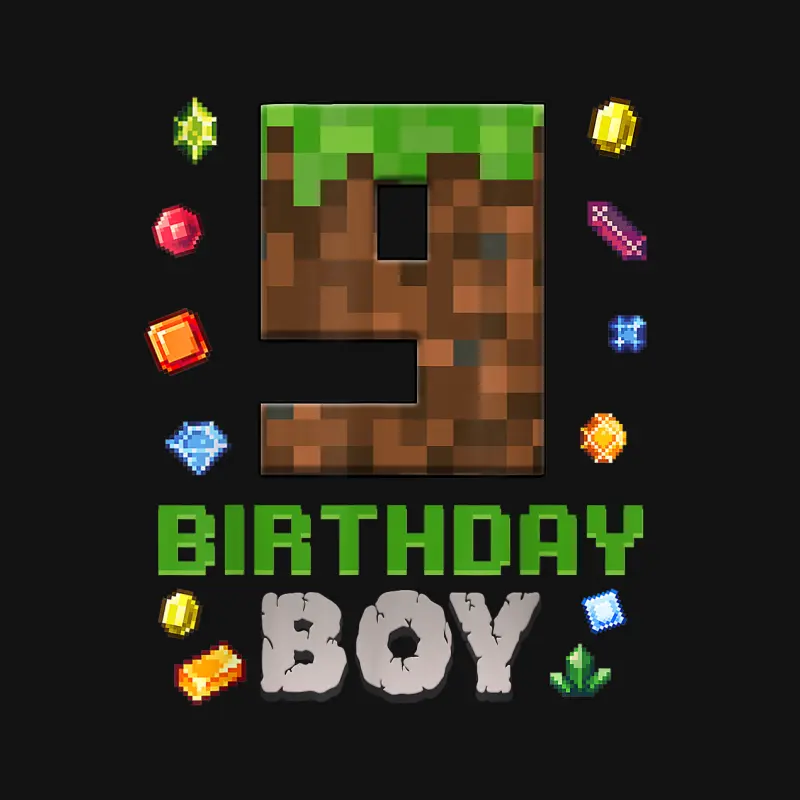 9Th Birthday 9 Years Old Video Gamer Pixel Birthday Boys Youth Staple T-Shirt