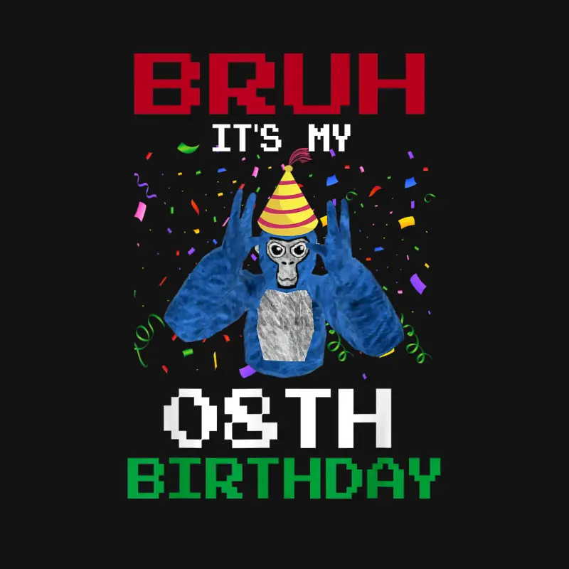 It's My 8Th Birthday 8 Years Old Funny Gorilla Video Game Unisex Long Sleeve T-Shirt