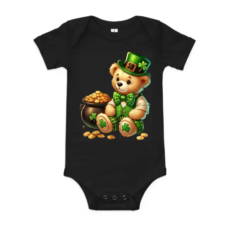 Cute Teddy Bear Leprechaun St Patricks Day Boys Girls Lucky Baby Onesie