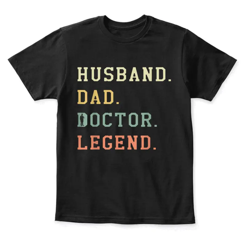 Husband Dad Doctor Legend Retro Physician Medical Youth Staple T-Shirt