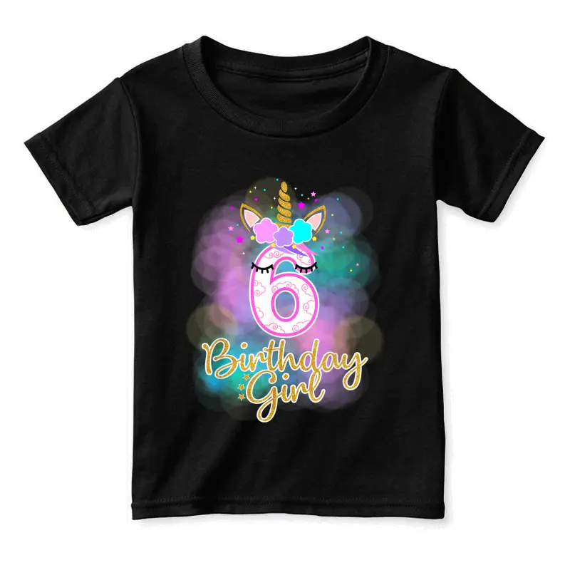 6Th Unicorn Birthday Girl T-Shirt Six Years Old Party Gift Toddler Staple T-Shirt