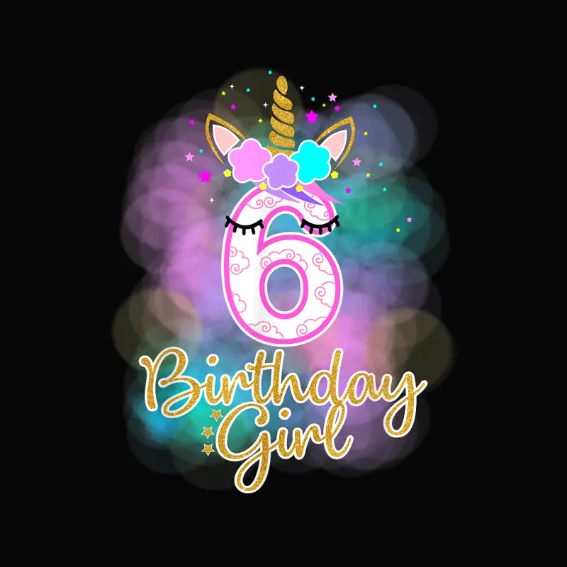 6Th Unicorn Birthday Girl T-Shirt Six Years Old Party Gift Toddler Staple T-Shirt