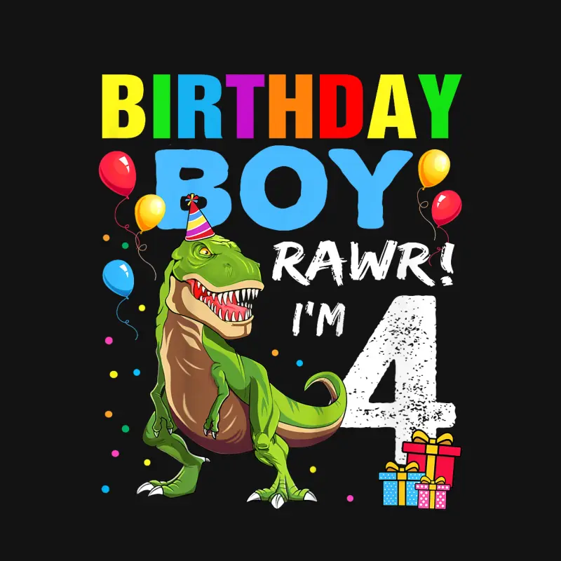 Kids 4 Year Old Shirt 4Th Birthday Boy T Rex Dinosaur Shirt Youth Staple T-Shirt