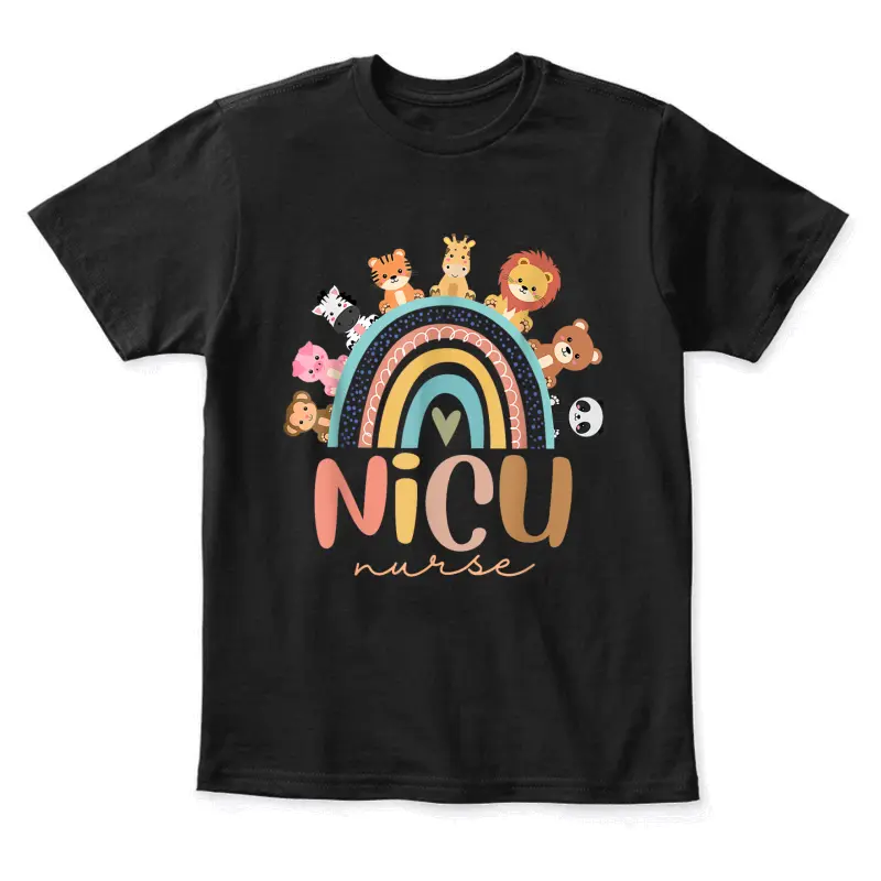 Nicu Nurse Rainbow Animal Neonatal Nicu Nurse Appreciation Youth Staple T-Shirt