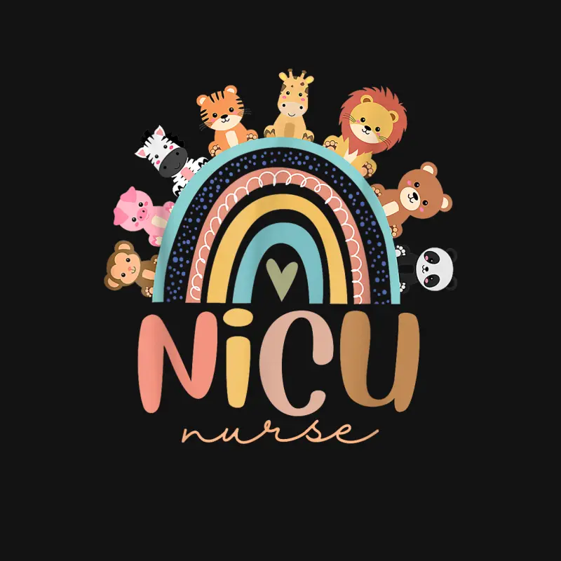 Nicu Nurse Rainbow Animal Neonatal Nicu Nurse Appreciation Youth Staple T-Shirt