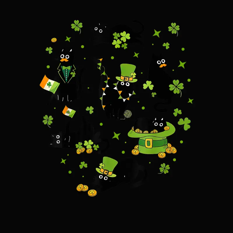 St Patricks Day Black Cat With Shamrock Irish Matching Toddler Staple T-Shirt